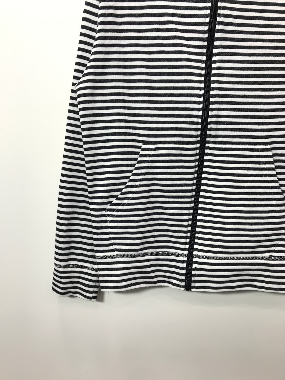 Jpn Black & White Striped Hooded Zip-Up 상품이미지5