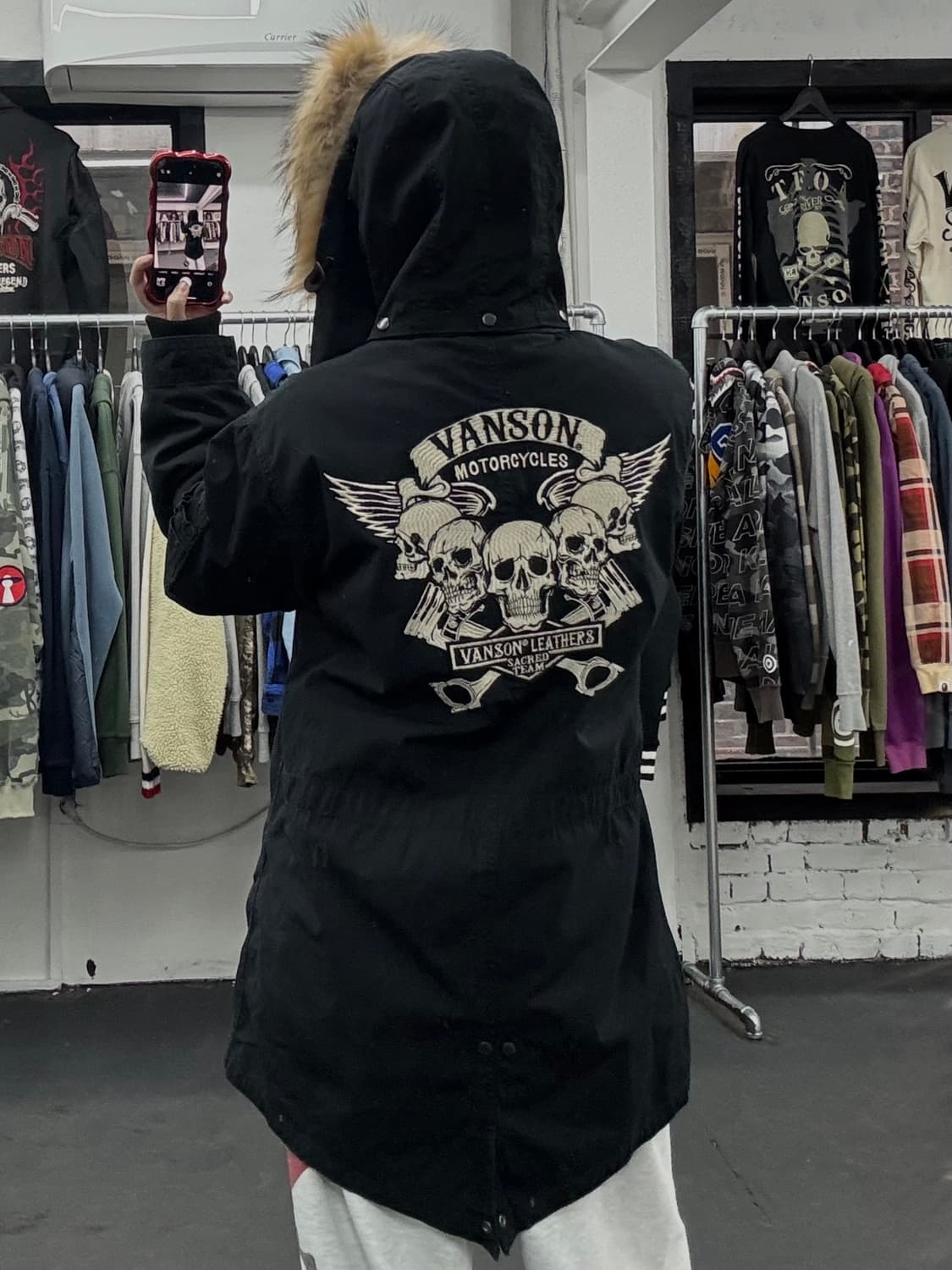 밴슨 레더 퍼 후드 야상 자켓 상품이미지5