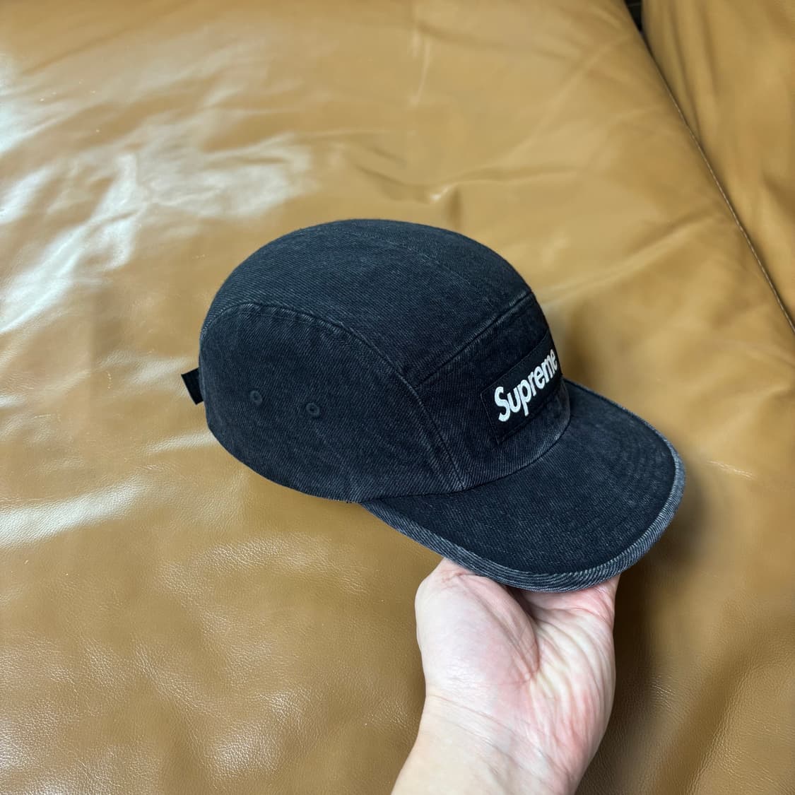 슈프림 캠프캡 모자 박스로고 데님 블랙 상품이미지3