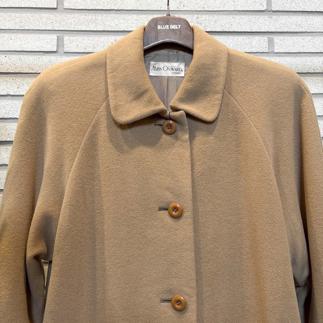 JPN VINTAGE 울 싱글 코트 래글런 슬리브 카라넥 디테일 베이지 상품이미지4