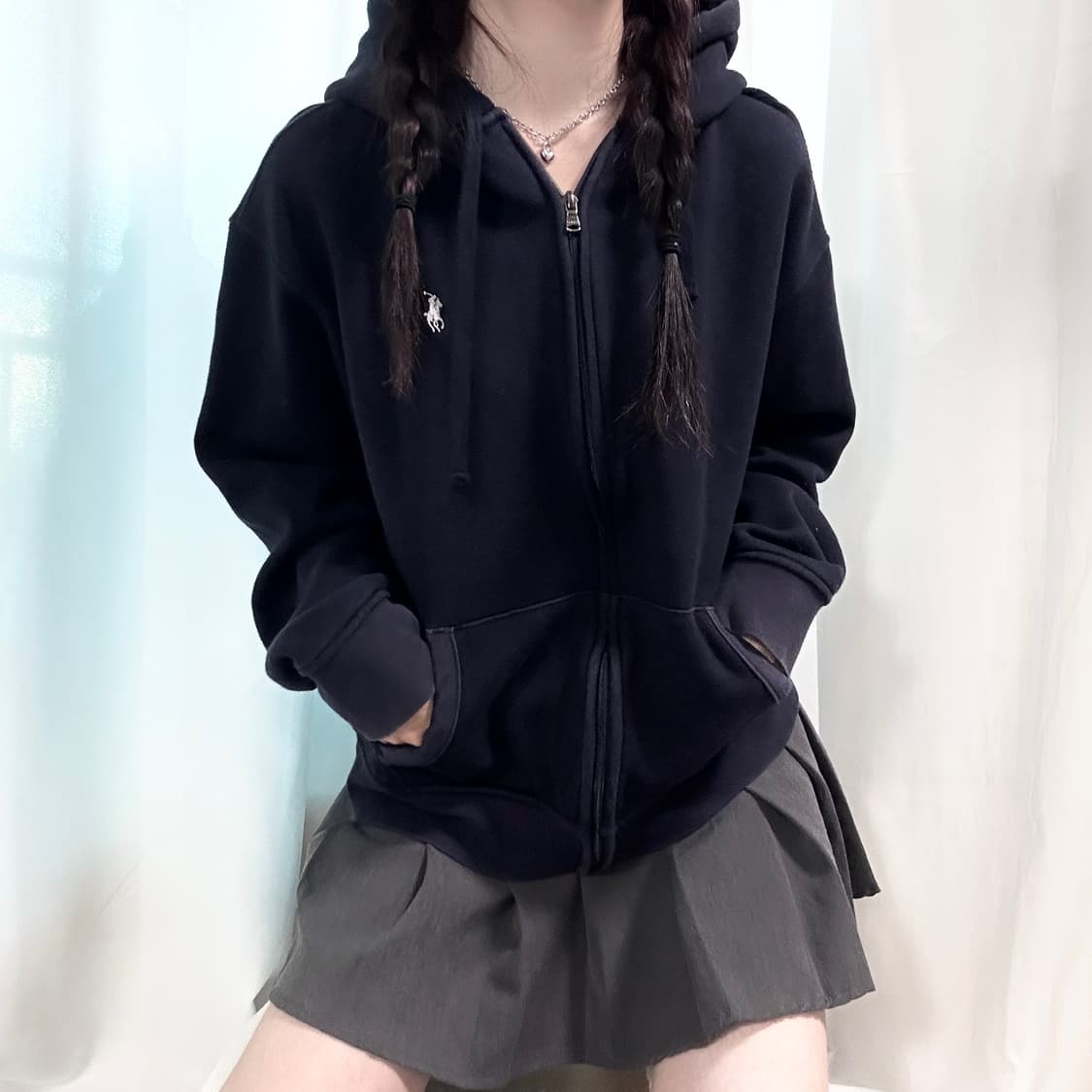 폴로 화이트포니 다크네이비 후드집업 상품이미지2