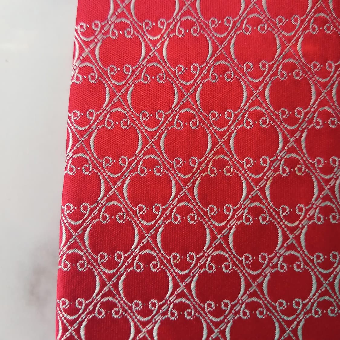 아쿠아스큐텀 실크 레드 패턴 넥타이 9cm A등급 A19661 상품이미지9