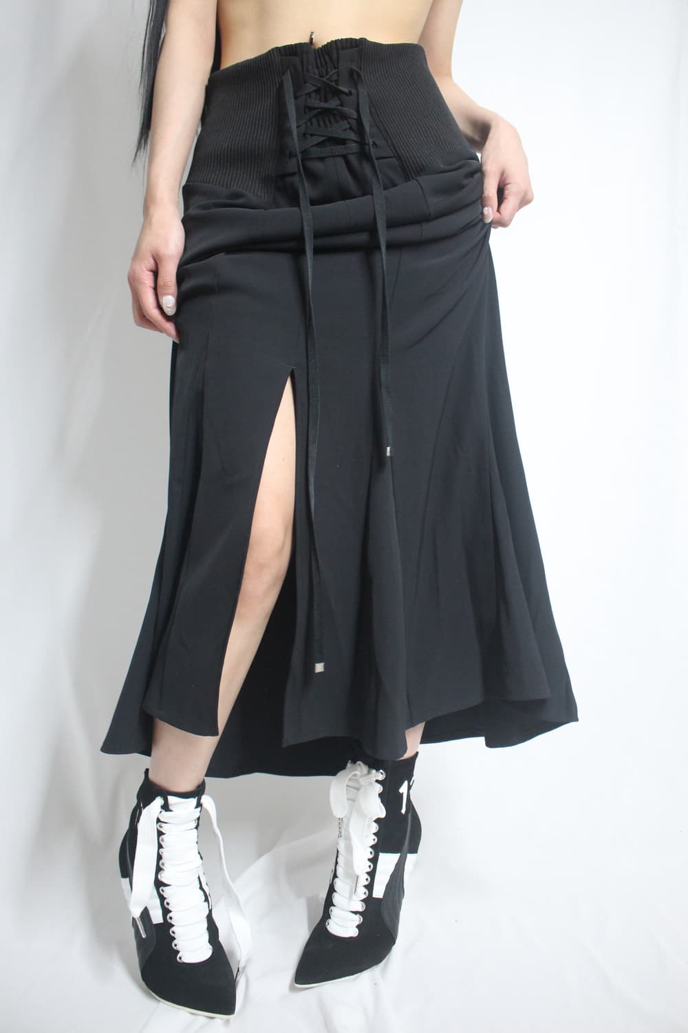 maxi eyelet strap corset mermaid skirt 상품이미지3