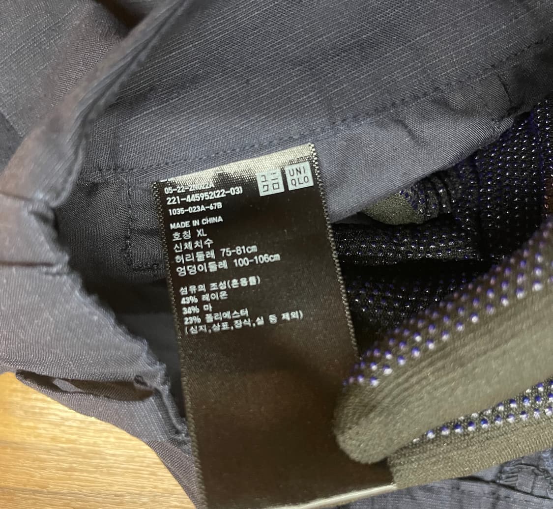 유니클로 네이비 와이드 린넨 팬츠 반바지 XL(밴딩) 상품이미지6