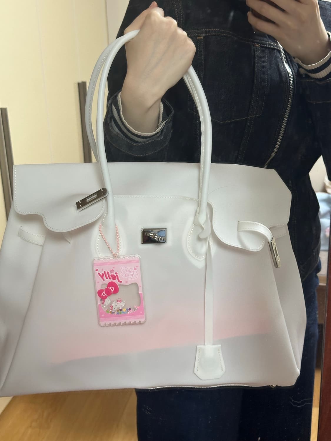 (국내 무료 배송) 라지 화이트 젤리 버킨 상품이미지6