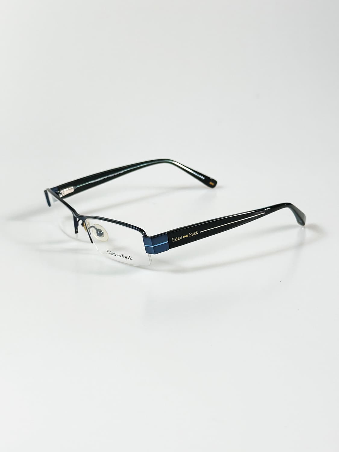 90s EDEN PARK 네이비 스퀘어 메탈 반무테 빈티지 안경 상품이미지3