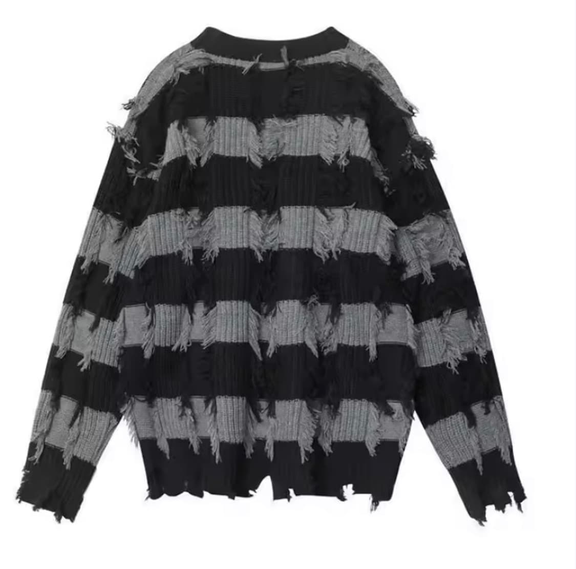 그런지 빈티지 데미지 프린지 스트라이프 배색 니트 지뢰계 펑크 고딕 상품이미지2