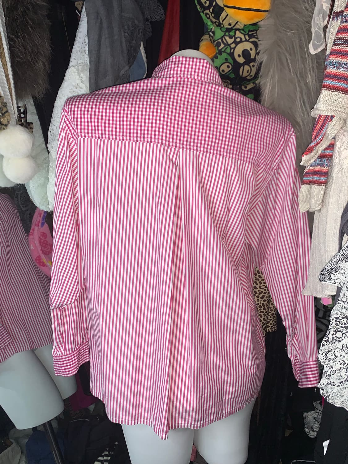 jpn 키치 마젠타 스트라이프 셔츠 상품이미지3