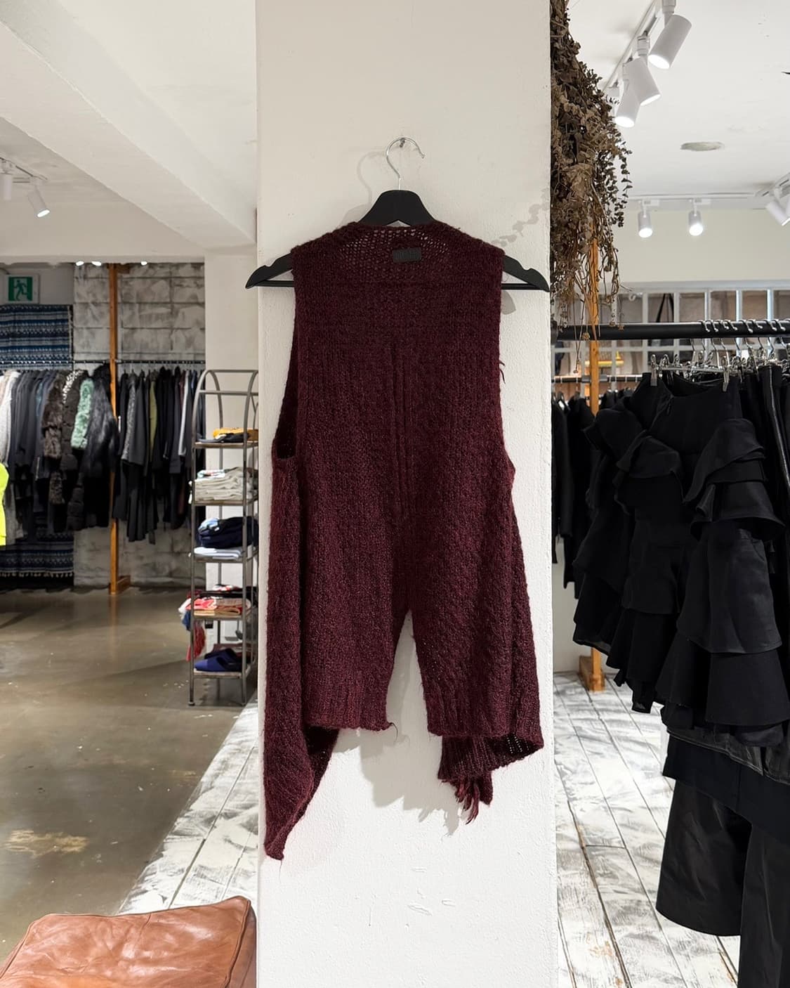 디젤 버건디 모헤어 슬리브리스 판초 스웨터 상품이미지6