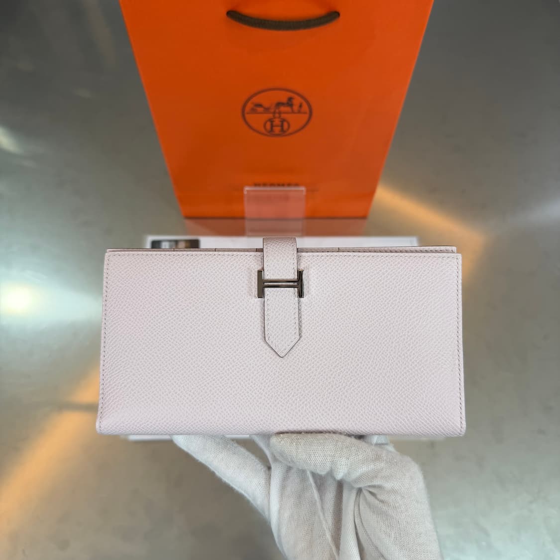 [리오브] 에르메스 베안 앱송 실버 로즈 사쿠라 장지갑 상품이미지2