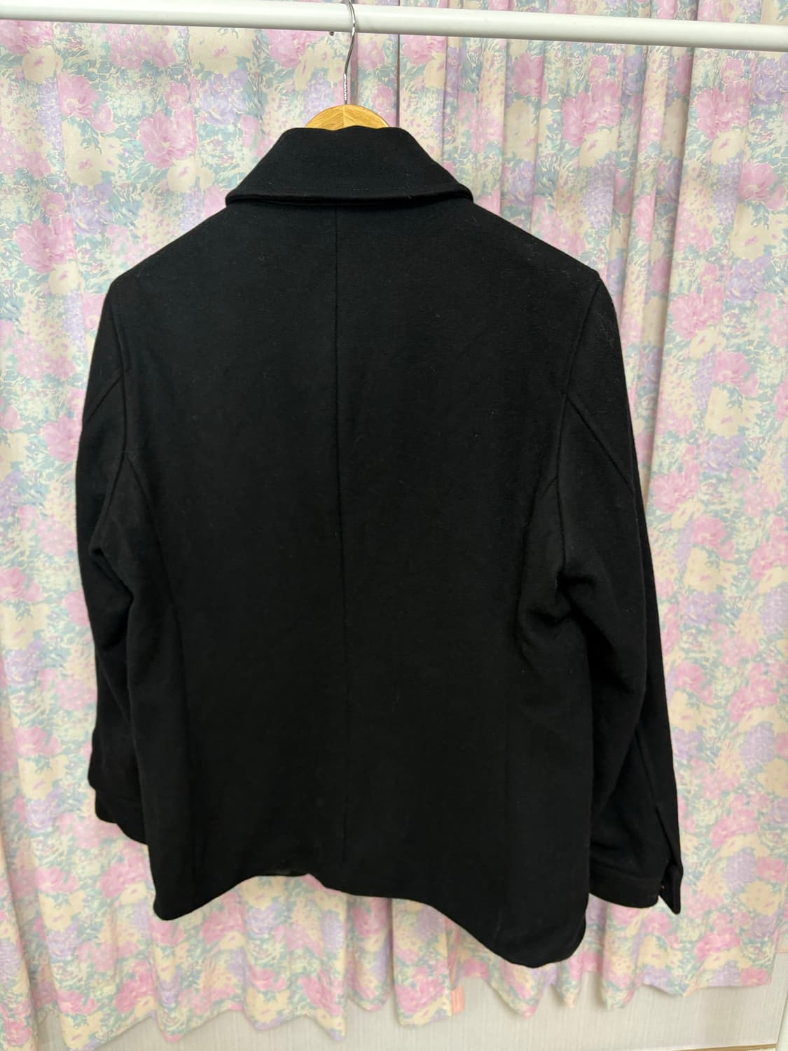 블랙 울 미디 코트 상품이미지8