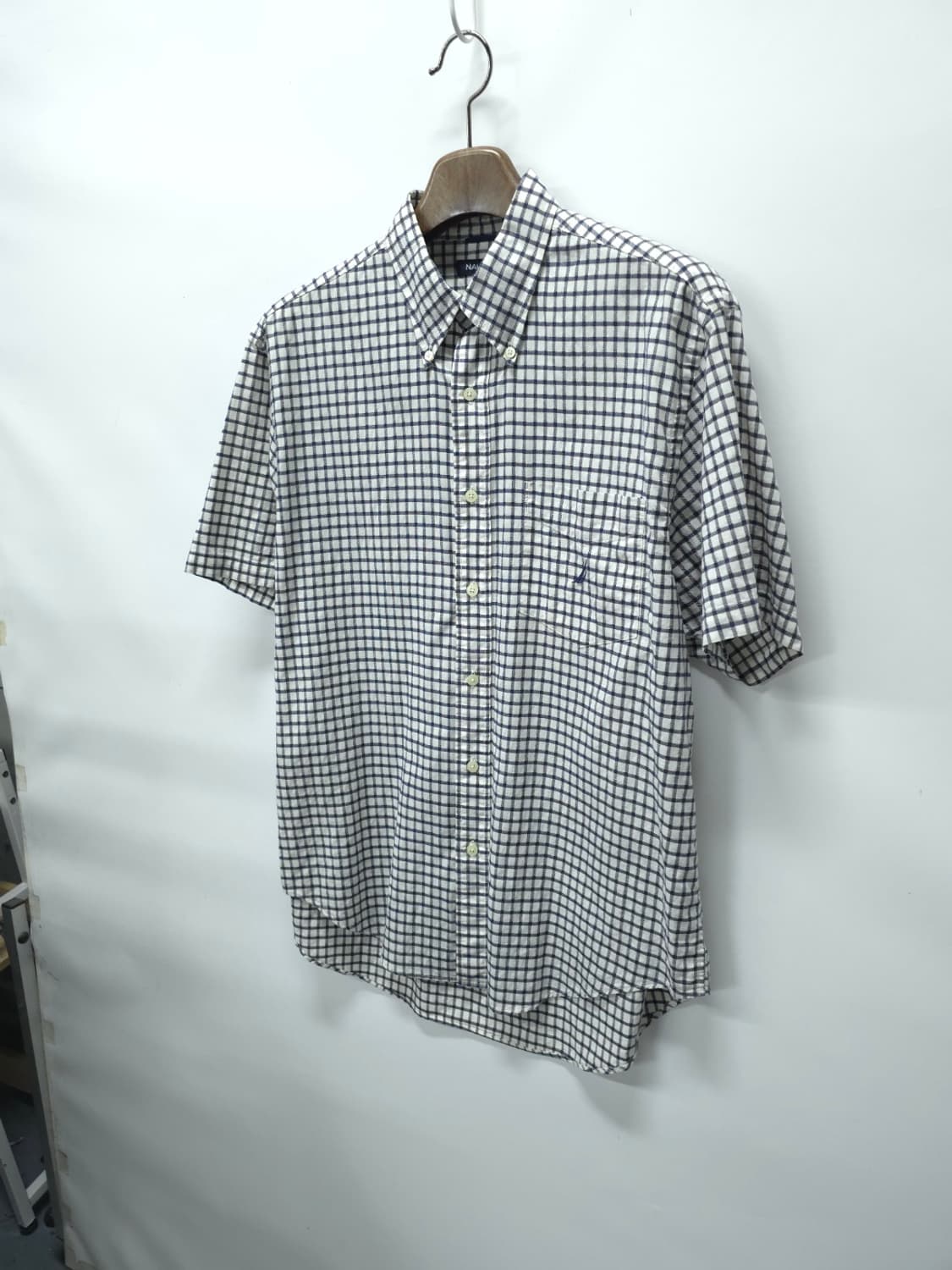 노티카 남성 빈티지 90s 클래식 네이비 체크 반팔 셔츠(105~110) 상품이미지2
