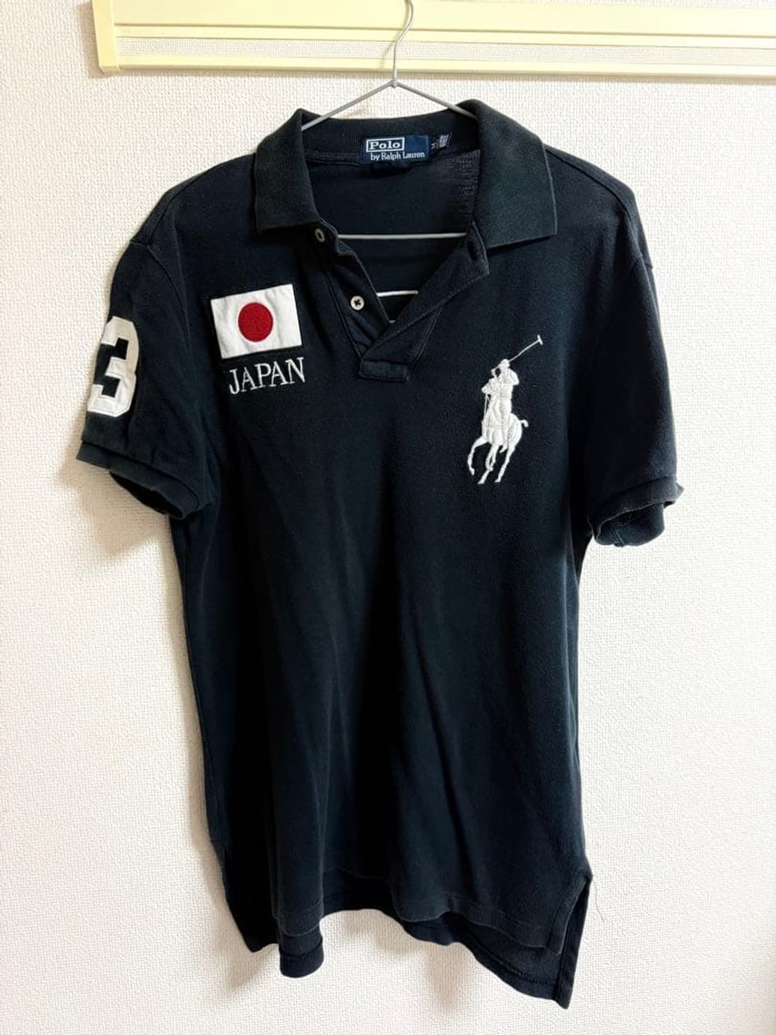 폴로 랄프 로렌 빅포니 재팬 국기 패치 반팔 카라티 블랙 상품이미지1