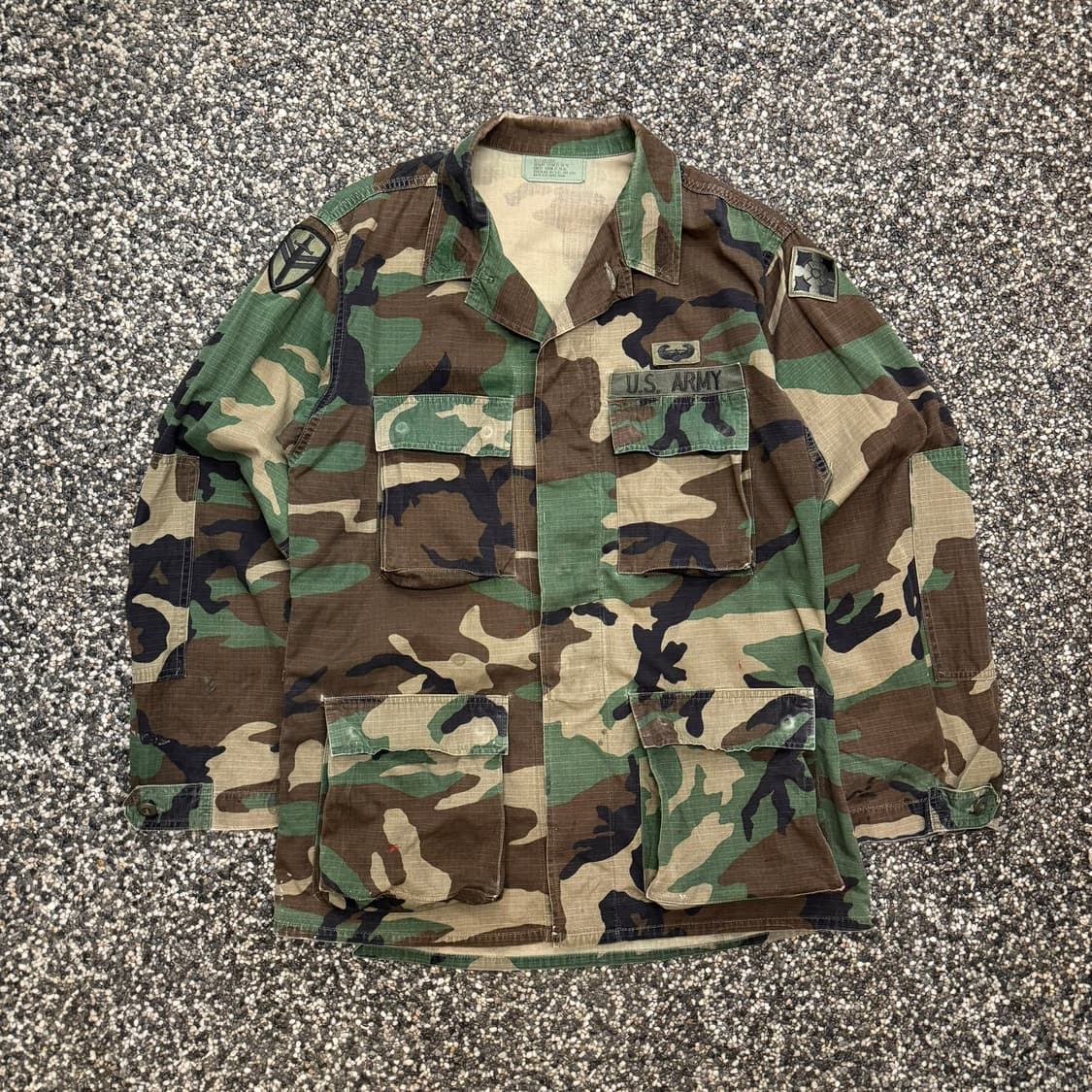 80s US Army 미군 하계용 우드랜드 카모 셔츠 자켓 (XL)  상품이미지1