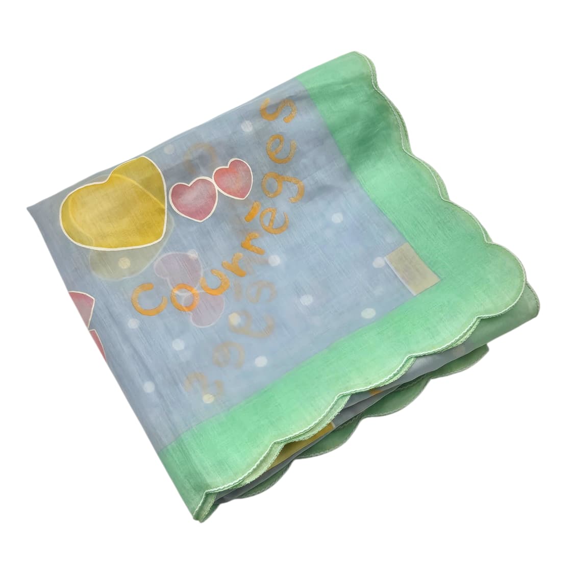 90s 꾸레쥬 하트 물방울 꽃잎 스카프 패브릭 상품이미지3