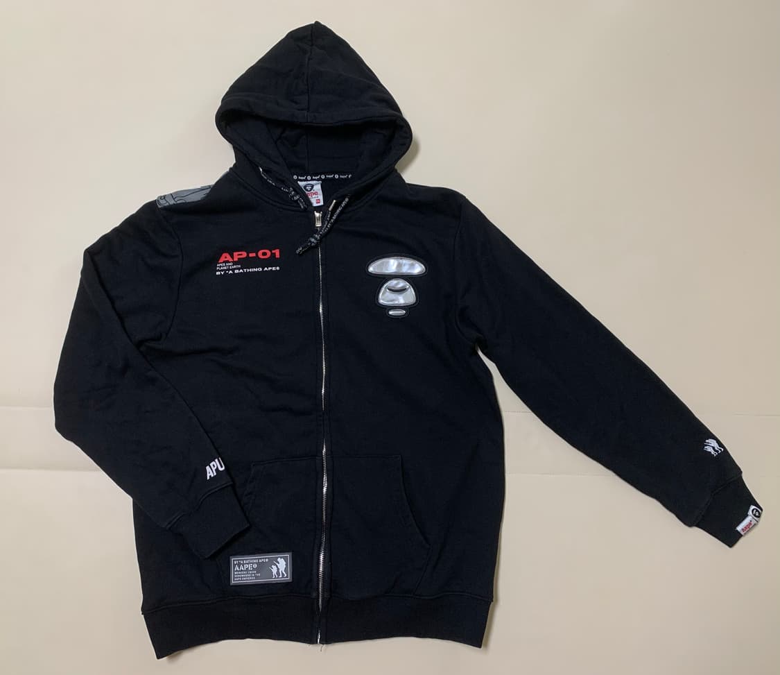 [XXL] AAPE 문페이스 블랙 후드집업 상품이미지1