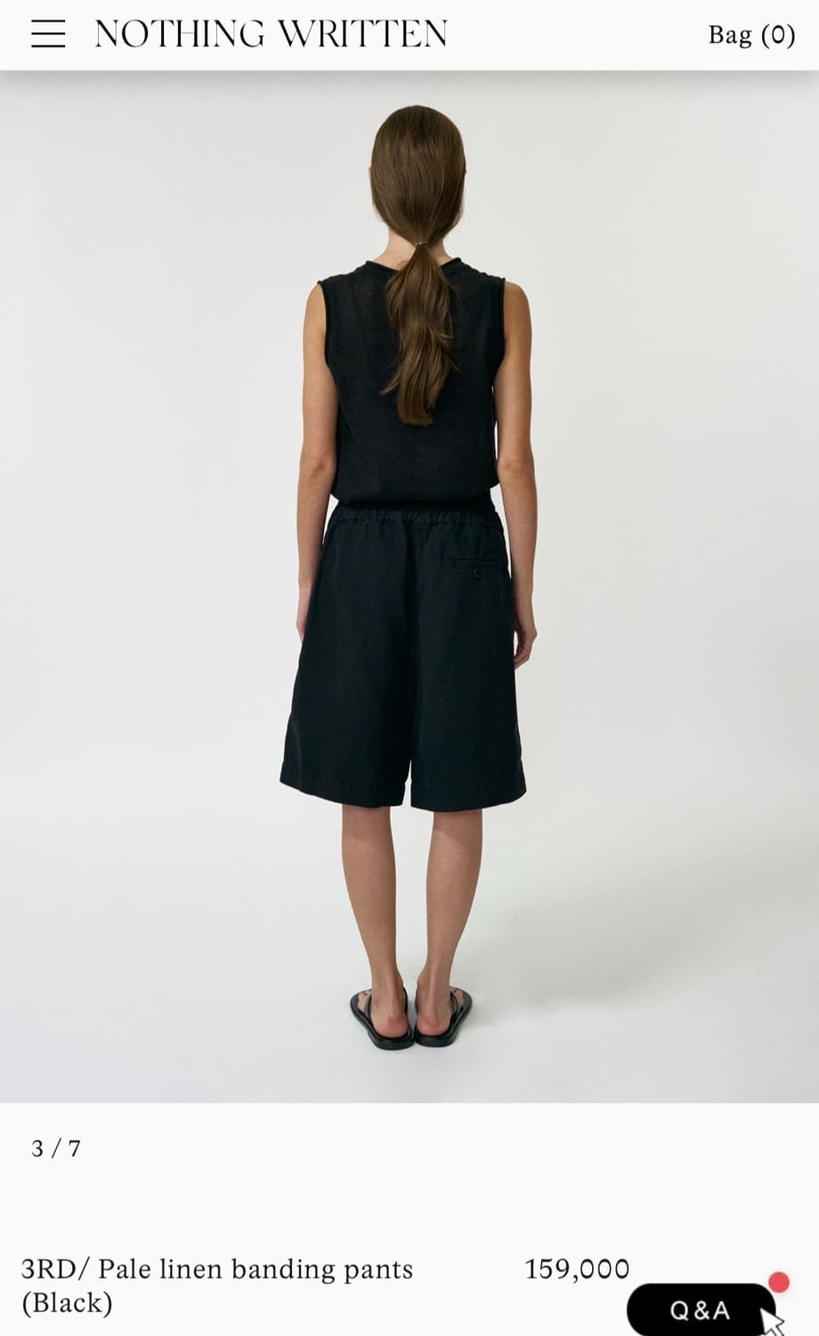 낫띵리튼 Pale linen banding pants black 상품이미지3