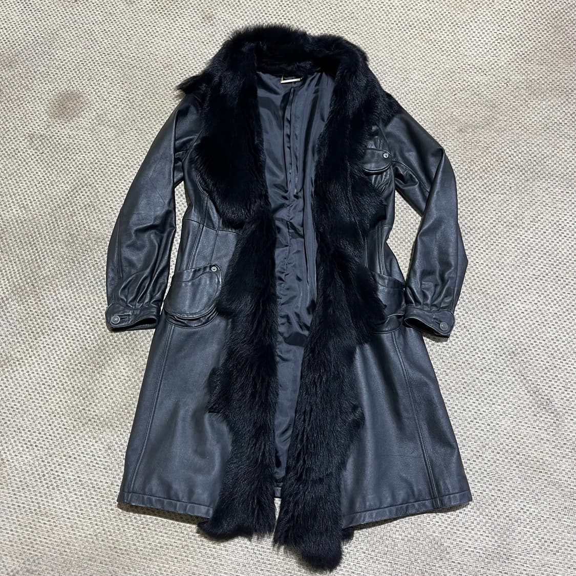00s vintage 빈티지 양가죽 롱코트 초강추 상품이미지1