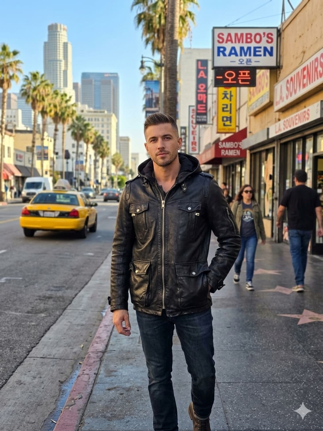 후드 디테일 블랙 레더 필드 자켓(천연양가죽 95사이즈) 상품이미지2