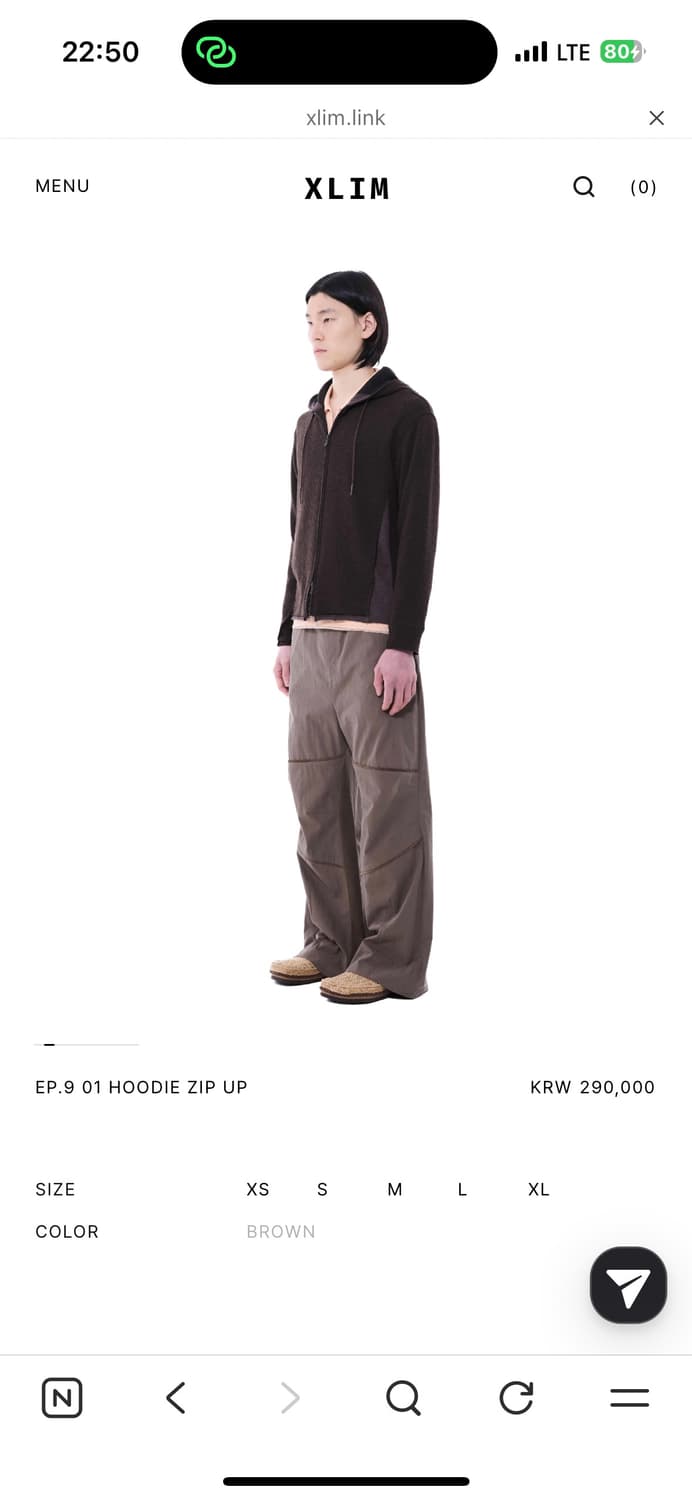 Xlim ep.9 01 Hoodie zip up Brown M사이즈 상품이미지4