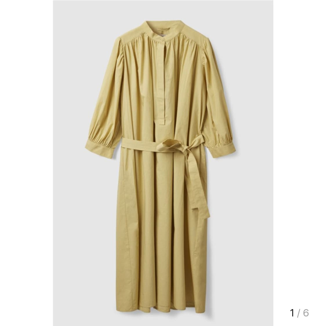 새상품) cos 퍼프슬리브 벨티드 원피스 옐로우 36(44-66사이즈) 상품이미지1