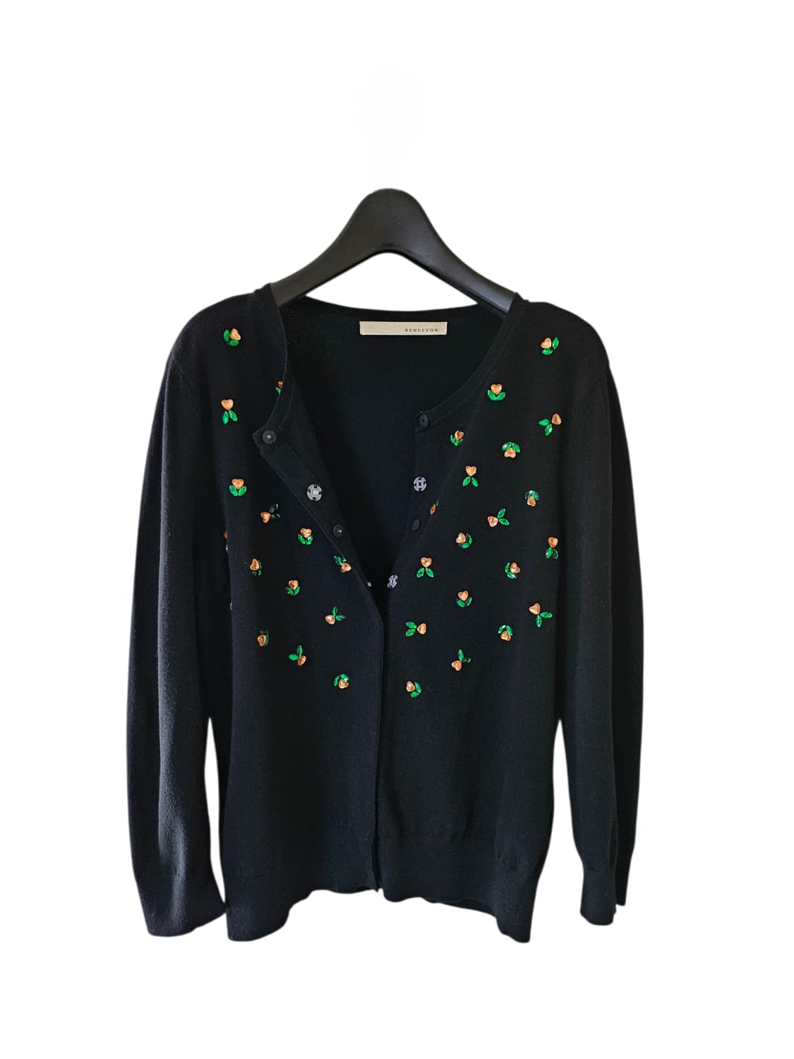 🌸 레니본 비즈 플라워 블랙 가디건 55-55반 | 로맨틱 봄 니트 상품이미지7