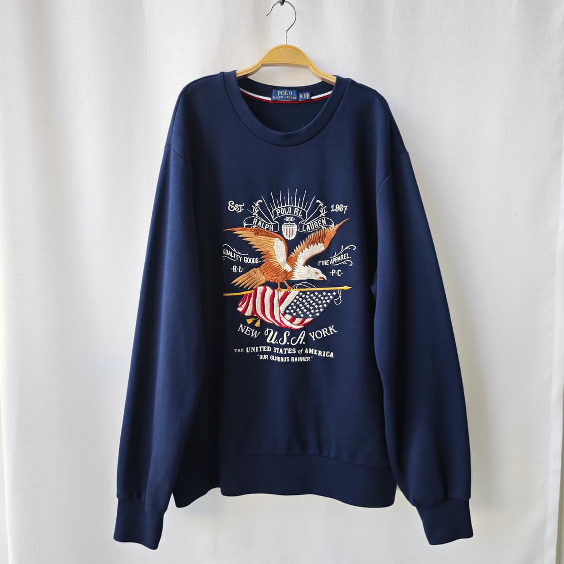 폴로 랄프로렌 USA 이글 자수 코튼모달 혼방 맨투맨 네이비 XL 상품이미지1