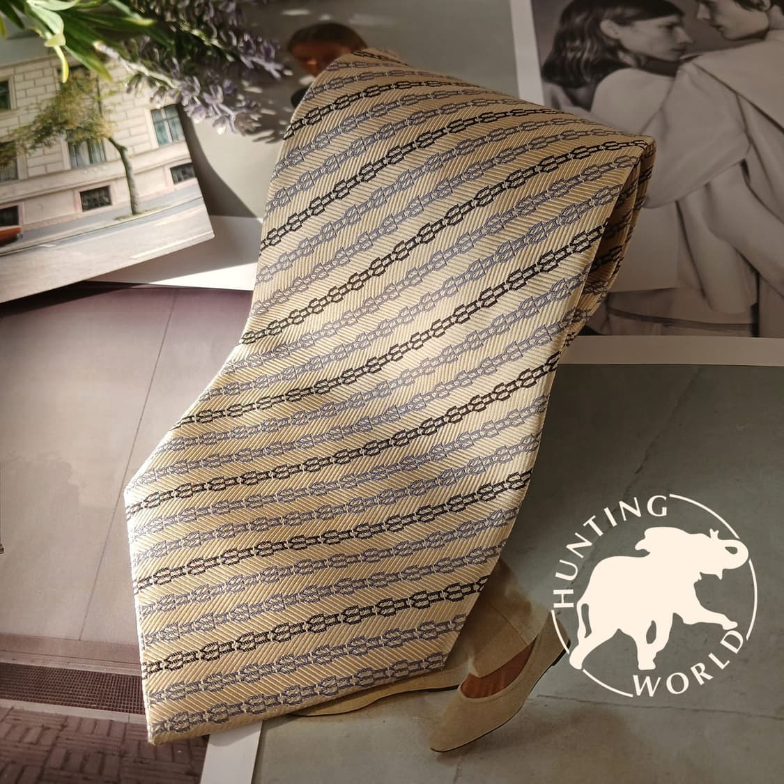 헌팅월드 실크 체인 스트라이프 넥타이 9.7cm A+등급 A19498
 상품이미지2