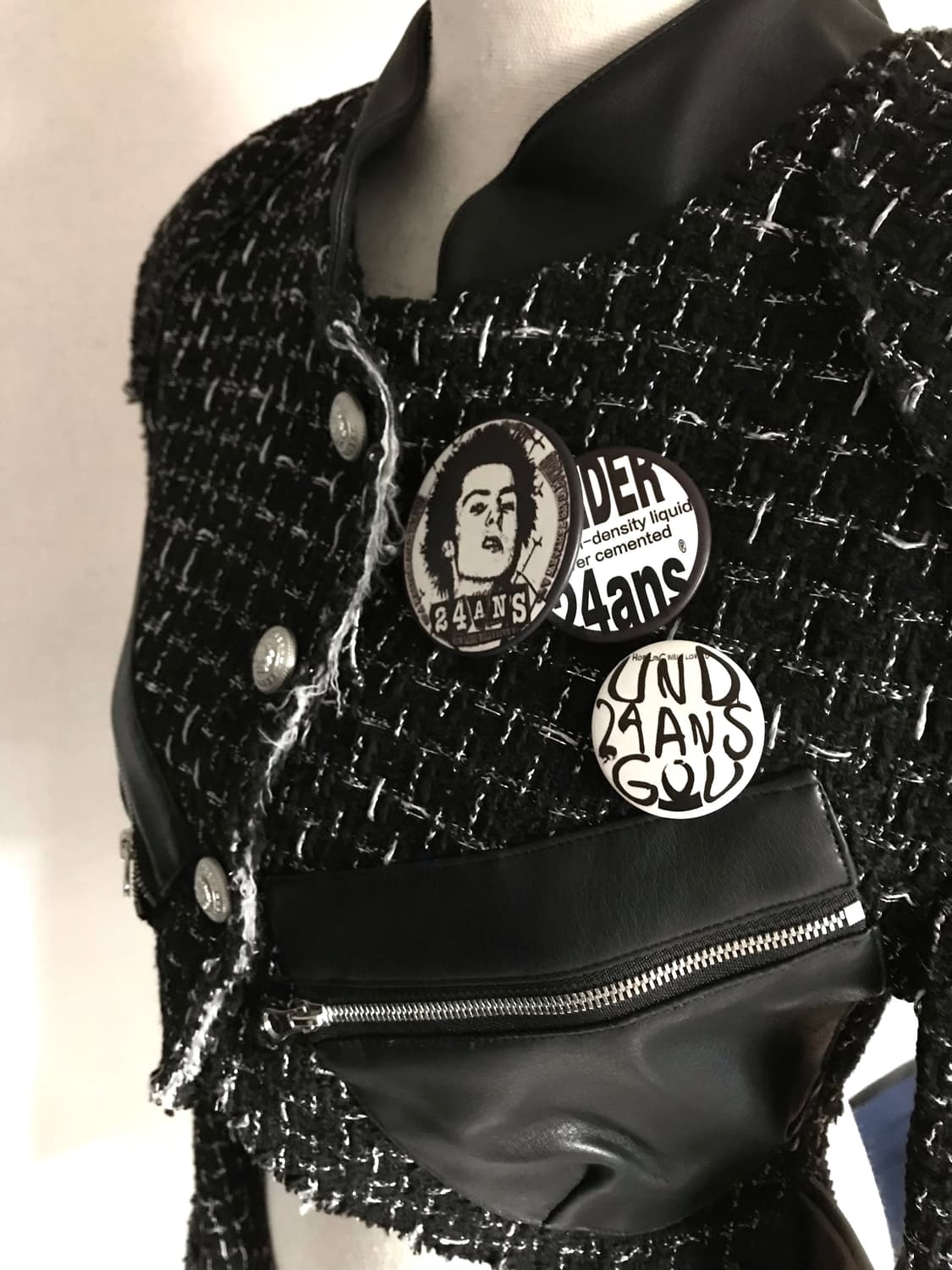 24ans Tweed Leather Mixed Jacket 상품이미지2