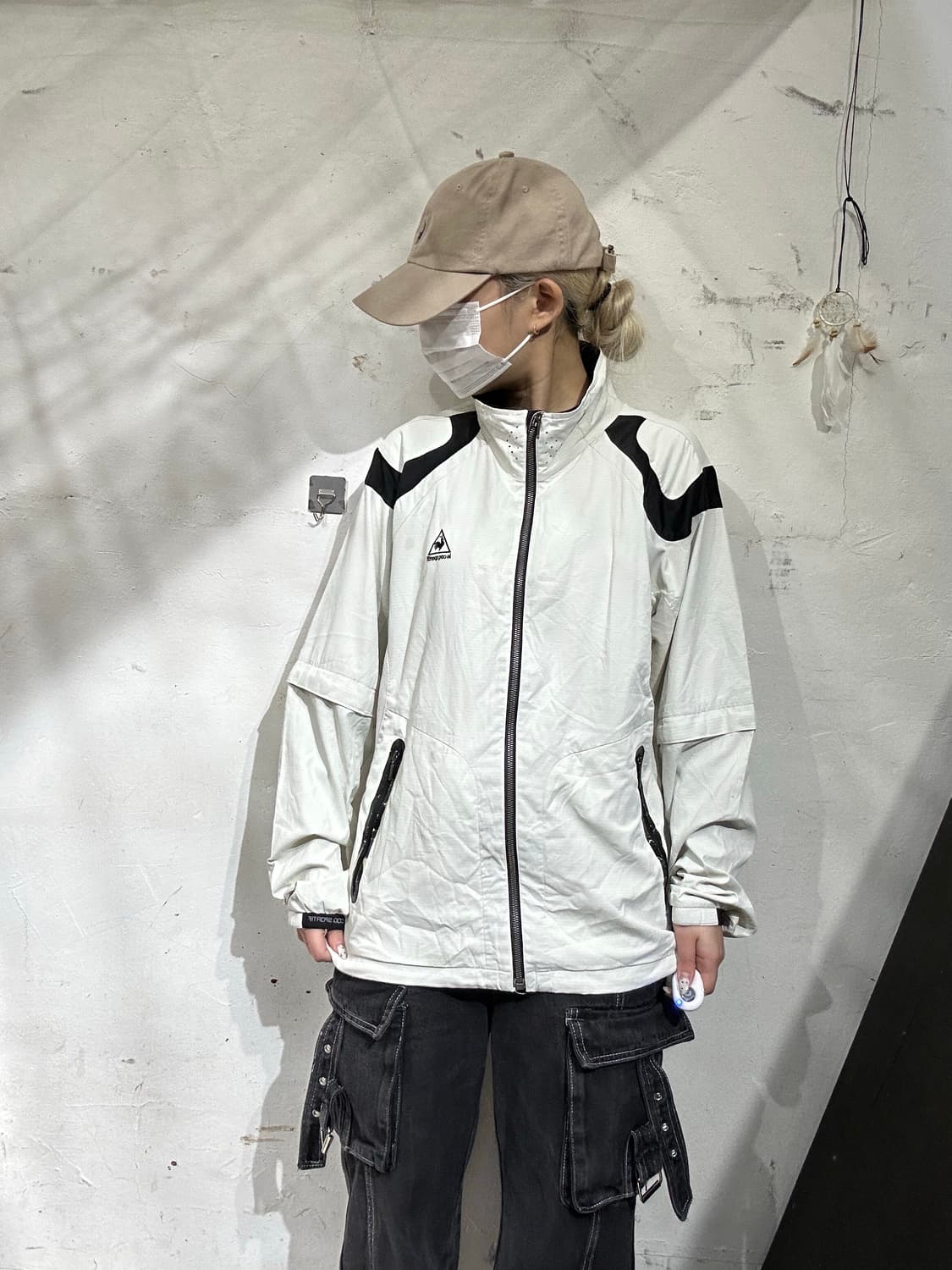 르꼬끄 화이트 블랙 라인 바람막이 자켓 L 상품이미지2