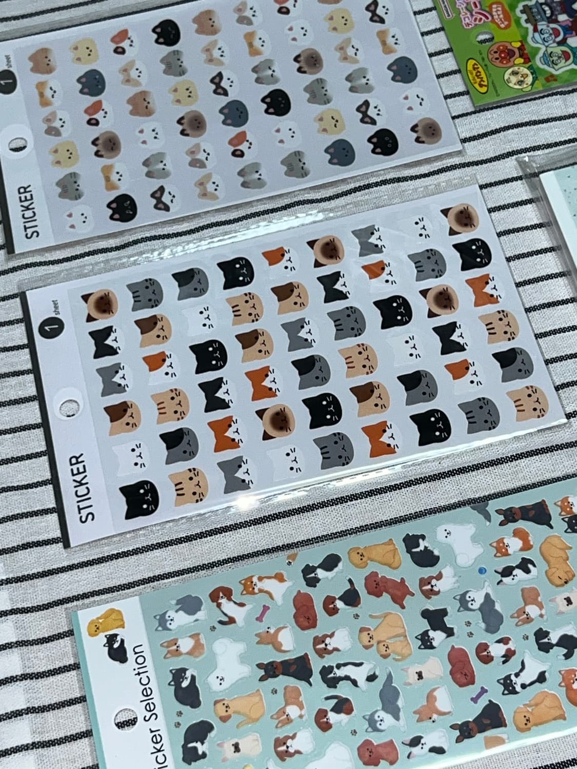 리락쿠마 동물의숲 더독 호빵맨 강아지 고양이 떡메 스티커 9종 일괄 상품이미지2