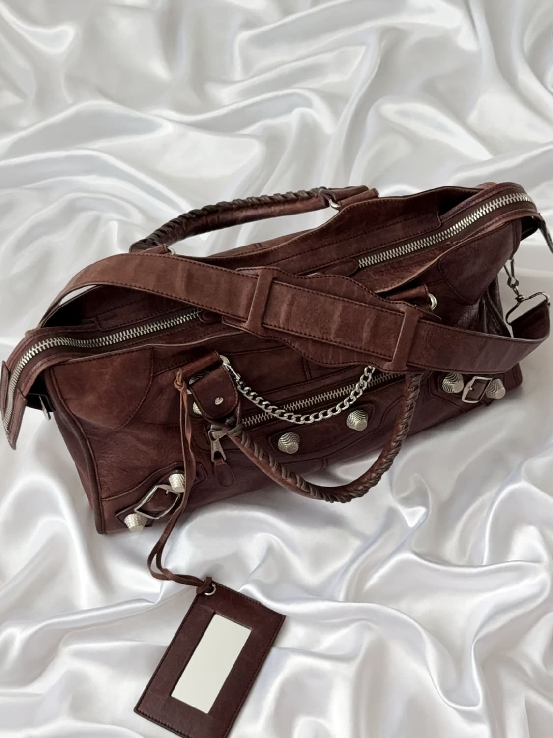 발렌시아가 모터백 라지 (브라운+실버) 상품이미지7