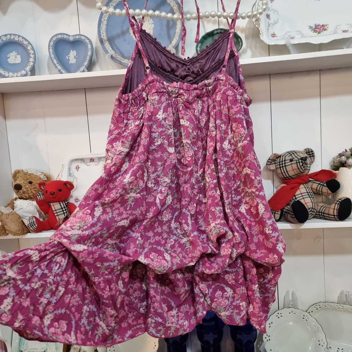 axes femme(엑스팜므) 로즈베리 플라워 쉬폰 원피스 상품이미지8