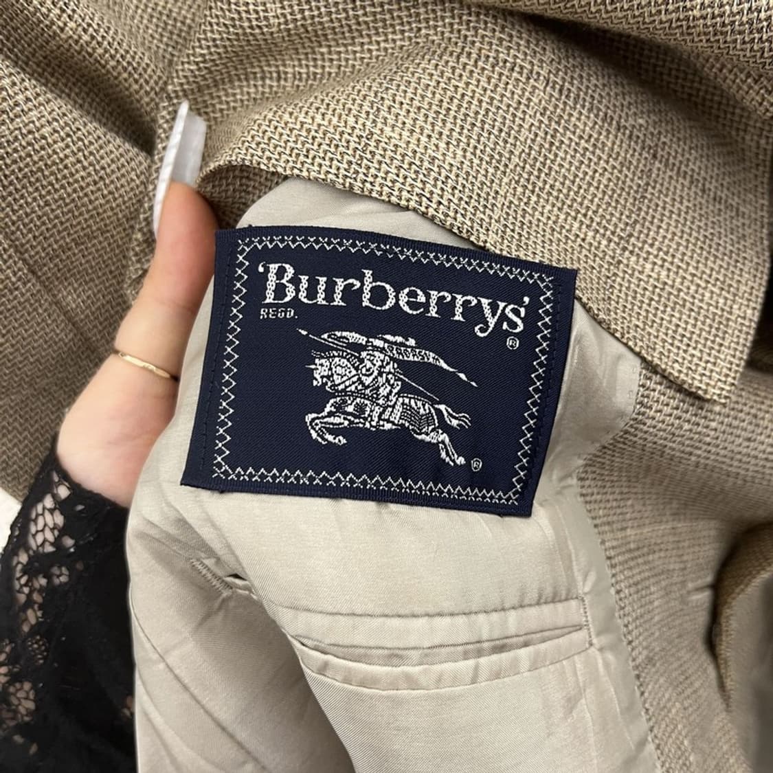 버버리 빈티지 모던캐주얼 울린넨 체크 블레이저 자켓 95 C10980 상품이미지5