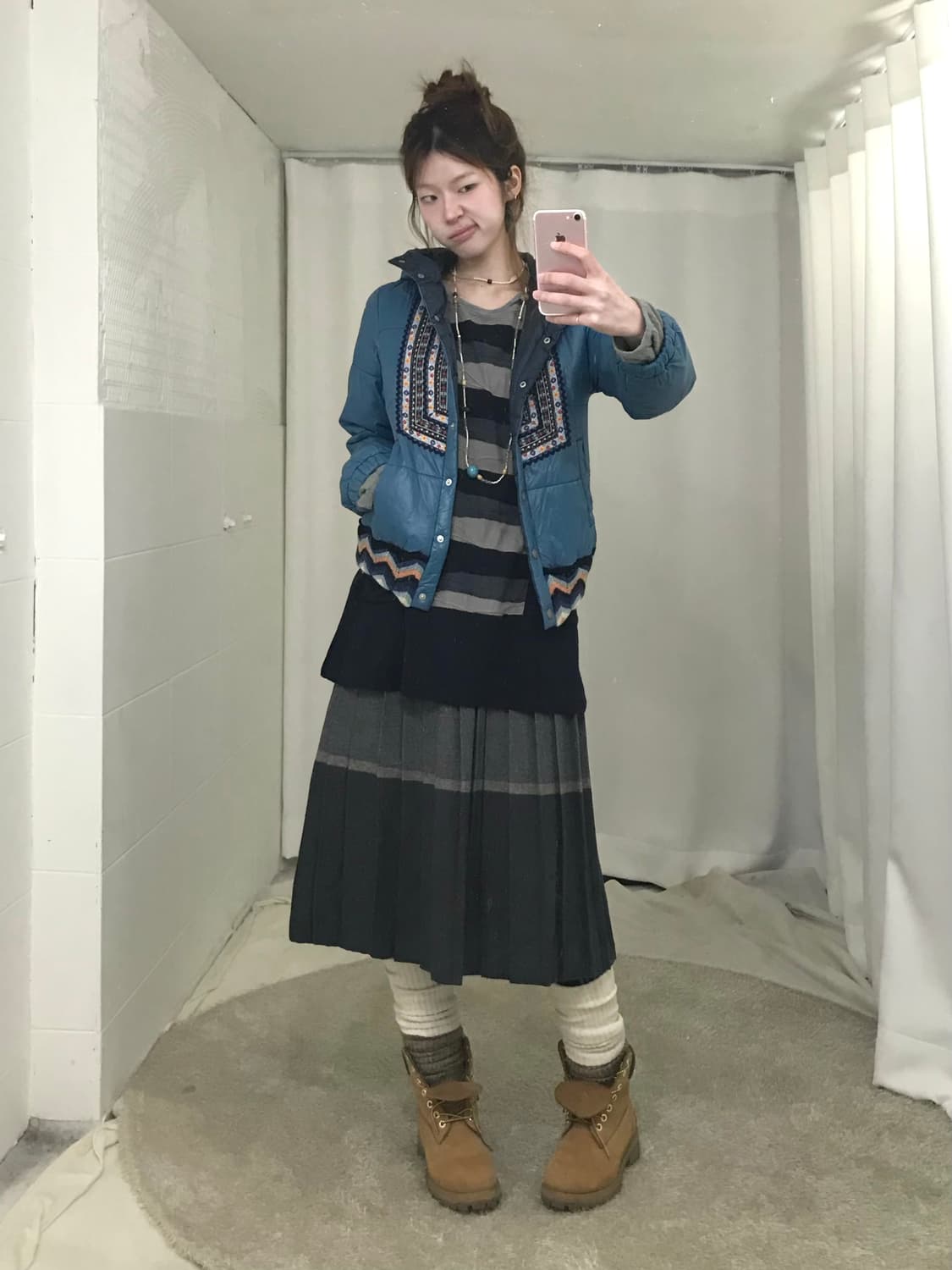 빈티지 블루 몽골 하구미 소녀 코디 세트 상품이미지2