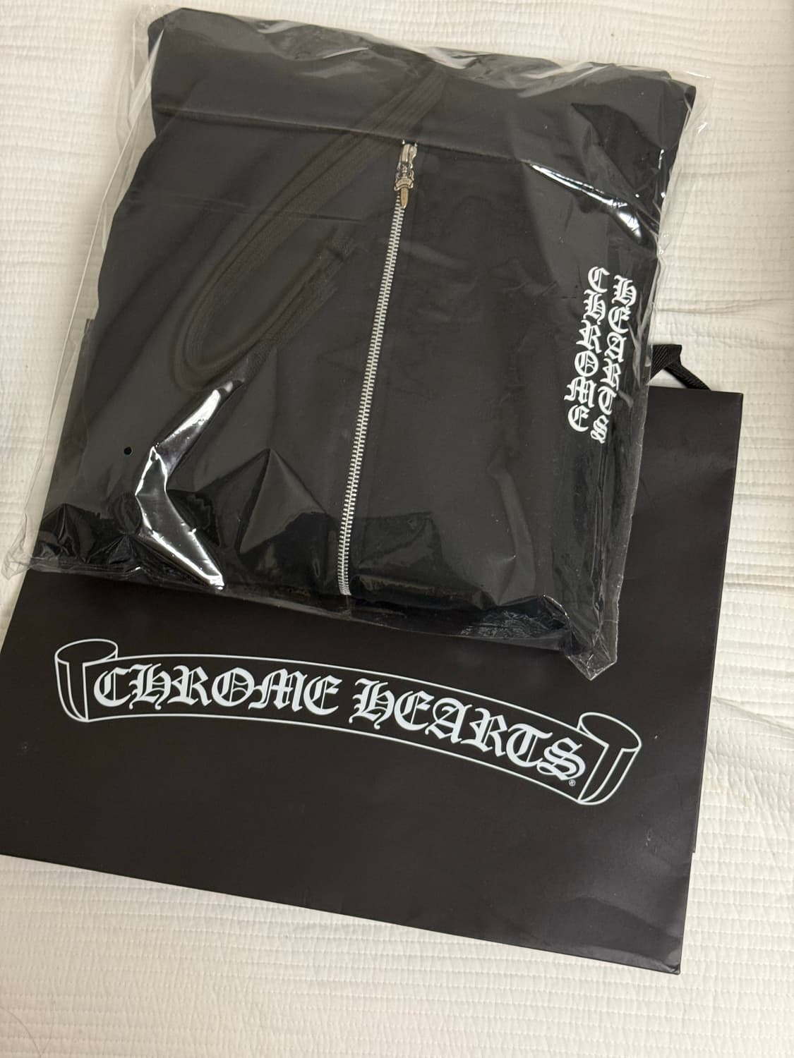 크롬하츠 버티컬 롱 플리스 집업 후드 블랙 L사이즈 시착만한 새상품 상품이미지1