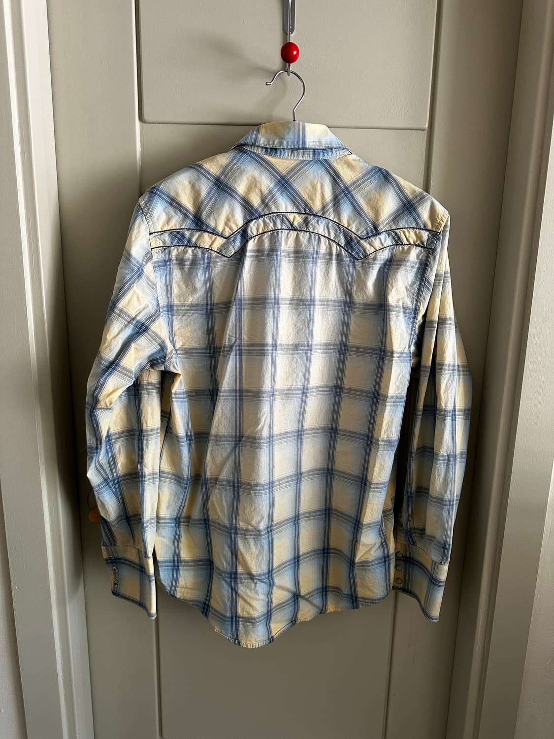 Wrangler 랭글러 웨스턴 체크 셔츠 블루 아이보리 상품이미지4