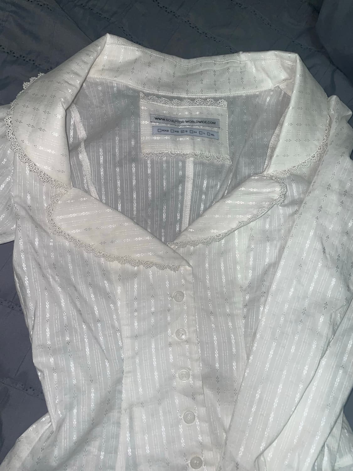 Clover Leaf Neck Blouse Ivory S 상품이미지4