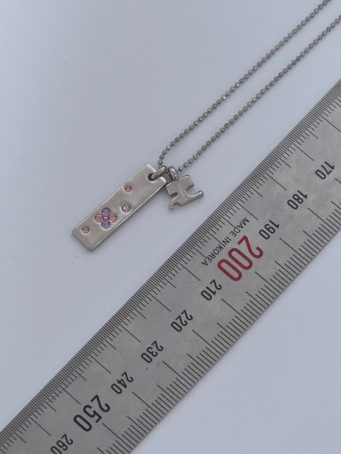 실버 꾸레쥬 목걸이 핑크큐빅 상품이미지1