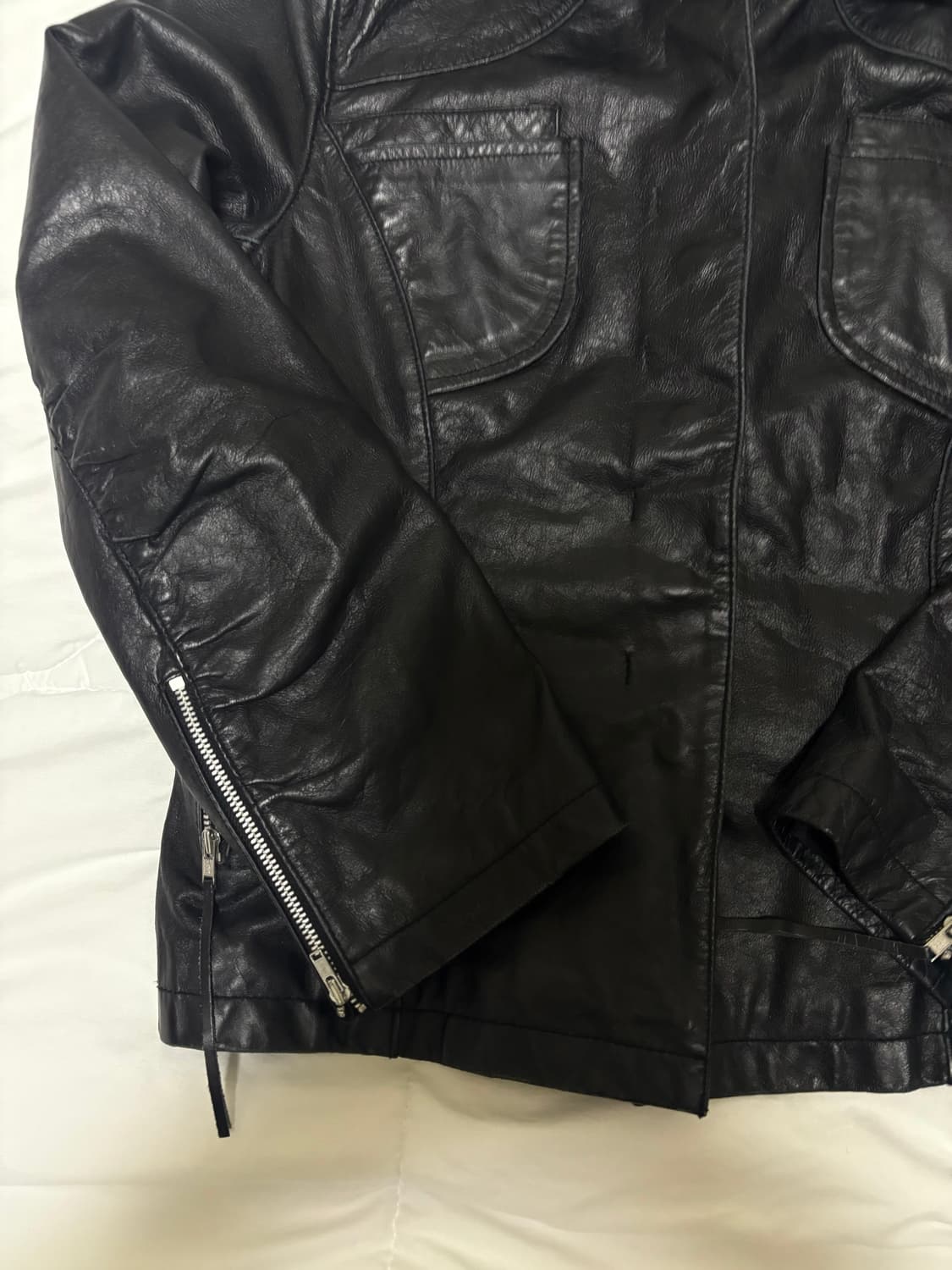 일본빈티지 락시크펑크 셔링레더자켓 상품이미지2