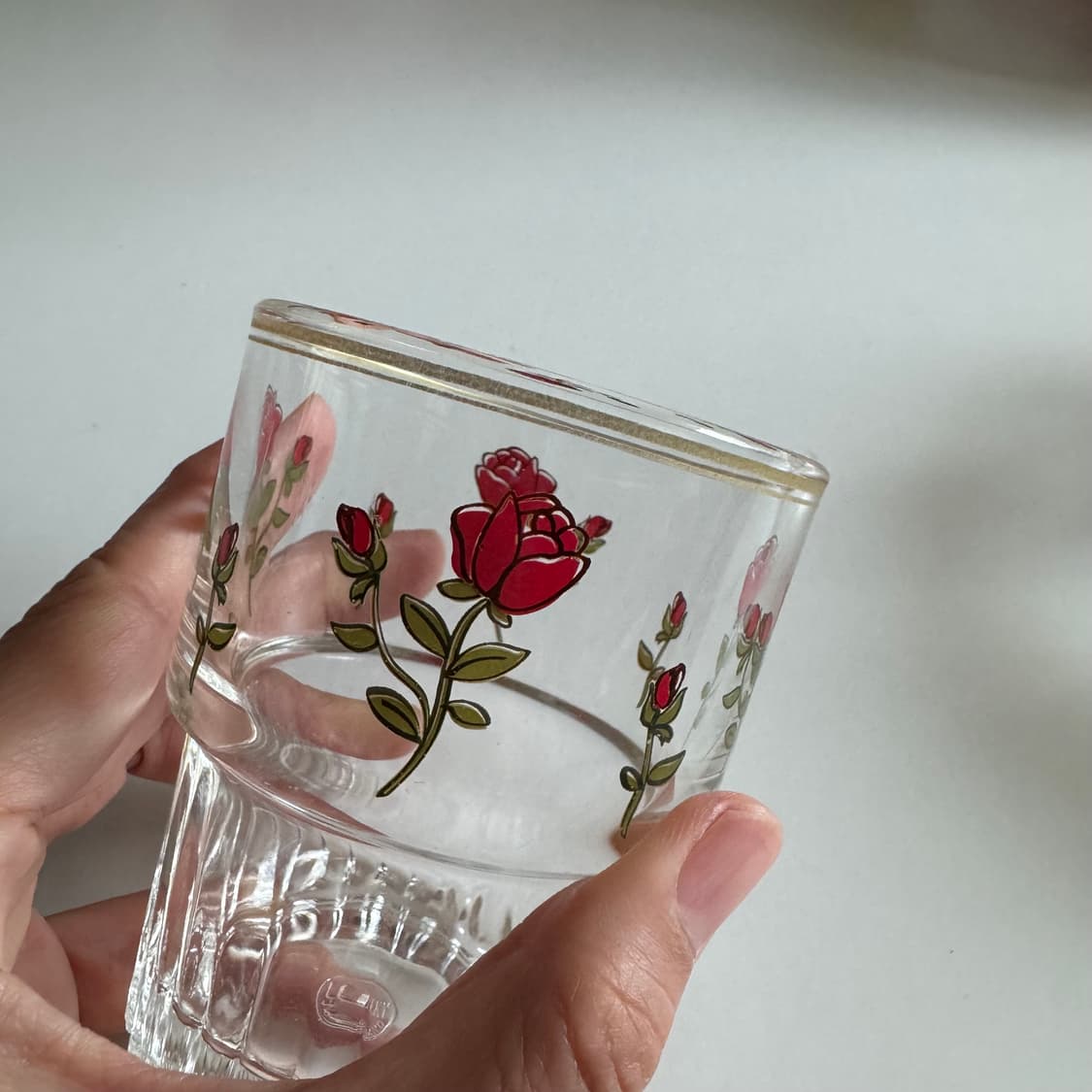 빈티지 레트로 컵 투명유리 장미 원형 물컵 1p 상품이미지5