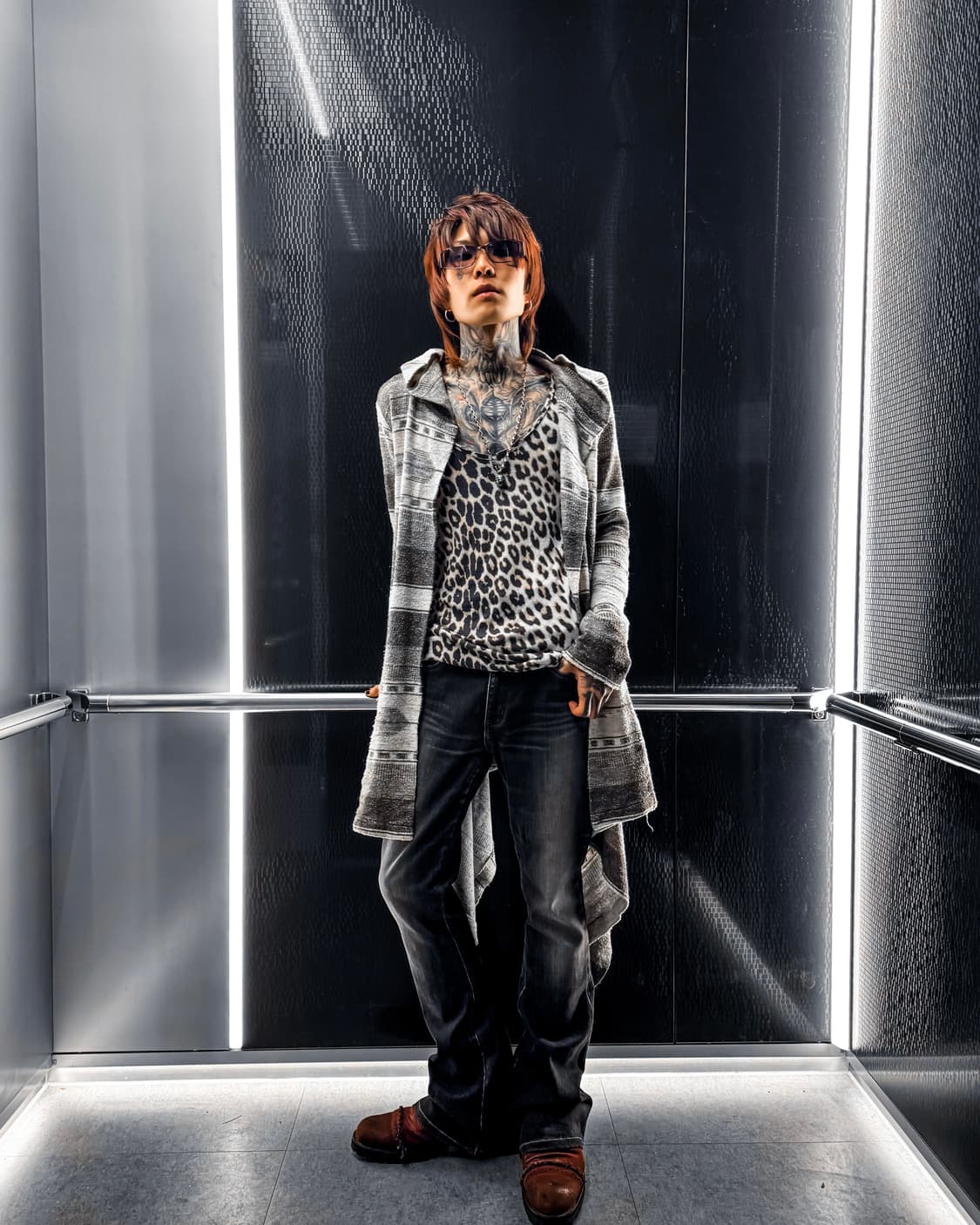 GOA – Hooded Ethnic Pattern Draped Cardi 상품이미지1