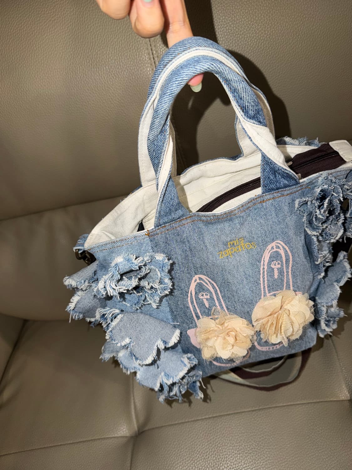 shoes printing corsage point denim bag 상품이미지3