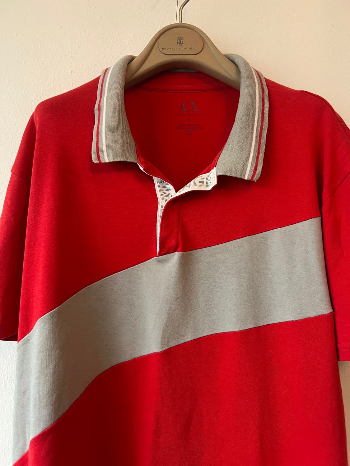 아르마니익스체인지 남성 레드 카라티셔츠 반팔티셔츠 상품이미지1