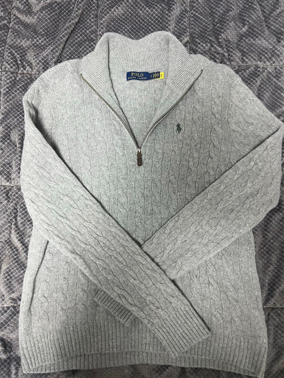 폴로 울 캐시미어 케이블 반집업 L(QR정품) 상품이미지2