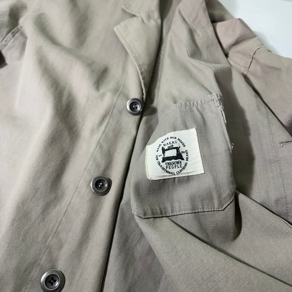 XL 언노운피플 카키베이지 루즈핏 코튼 롱트렌치코트 상품이미지4