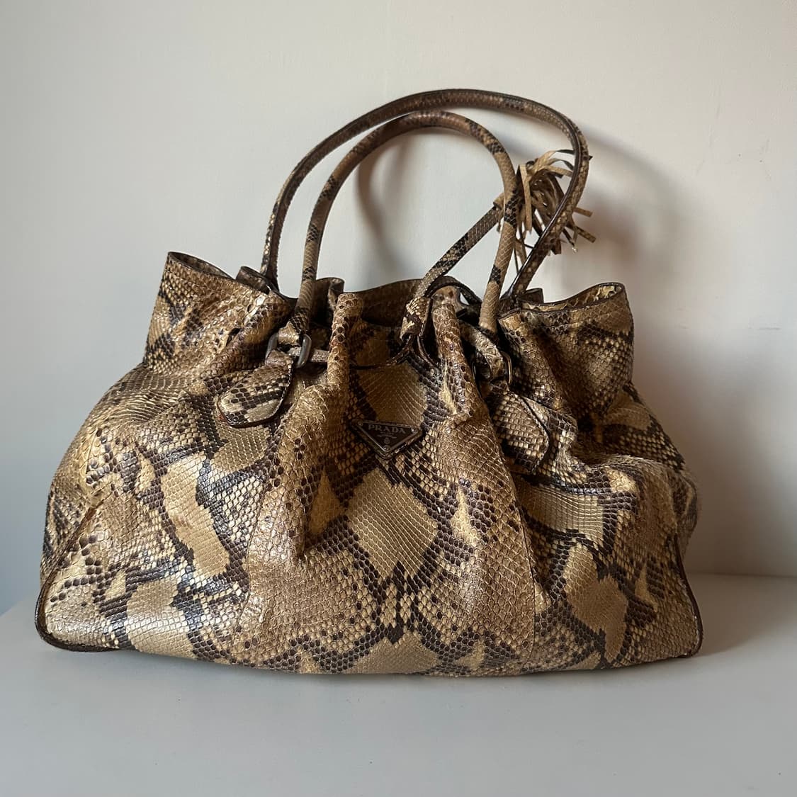 14ss 프라다 리얼 파이톤 레더 덤플링백 상품이미지2