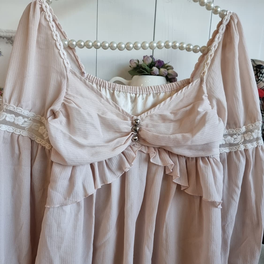 Rojita 오프숄더 프릴 리본 블라우스 상품이미지2