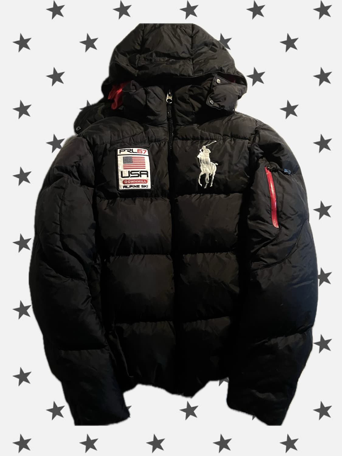 폴로 랄프로렌 빅포니 USA 성조기 패딩 블랙 상품이미지1