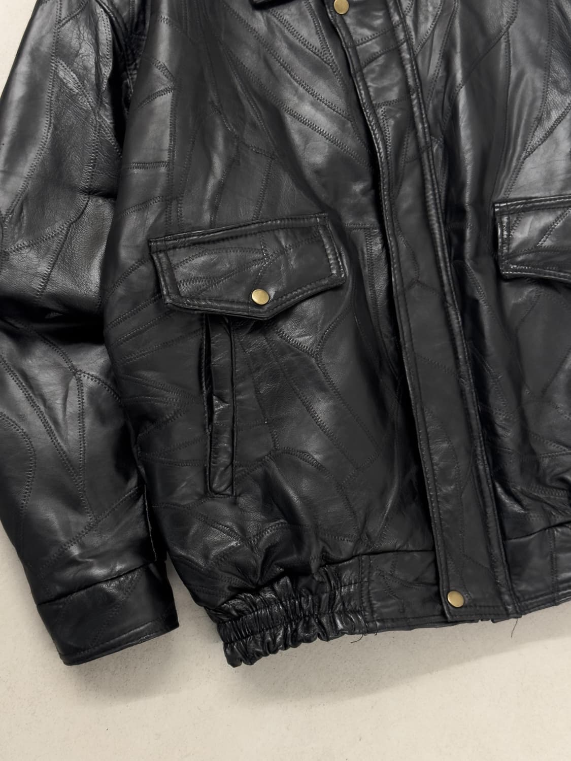 패치워크 레더 블루종 상품이미지4